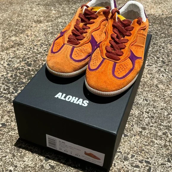 ALOHAS Tb. 490 Orange Rife Leather Sneakers (Size 37/6.5-7) - Picture 2 of 9
